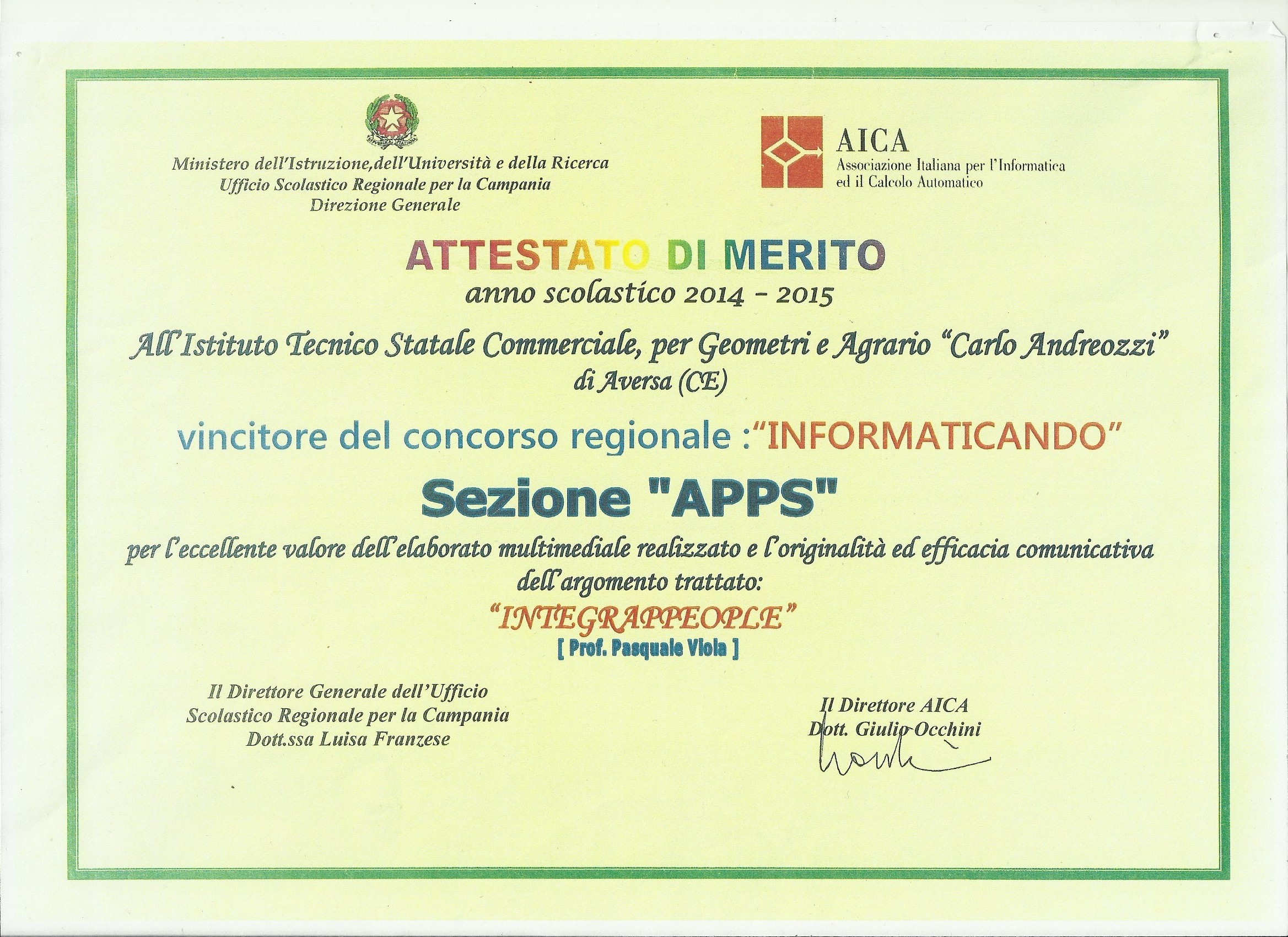 Premio AICA USR CAMPANIA 2015